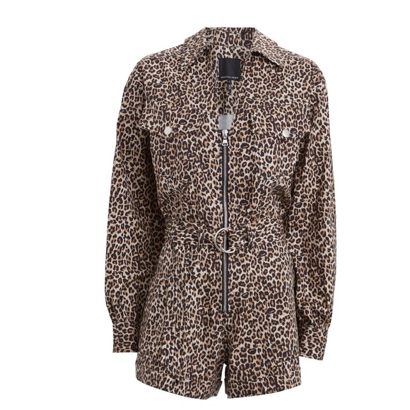 $445 Marissa Webb Masie Lightweight Canvas Print Rumper Jumper in Leopard Print - Picture 3 of 5